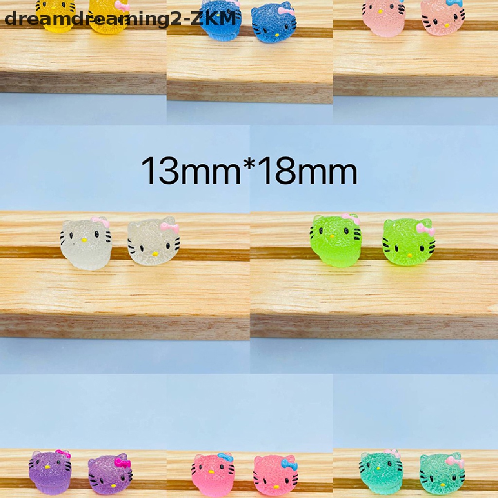 [Dreaming] Set 2 Mặt Dây Chuyền Resin Mini Hình Mèo Hoạt Hình Màu Dạ Quang Trang Trí Điện Thoại DIY [zkm]