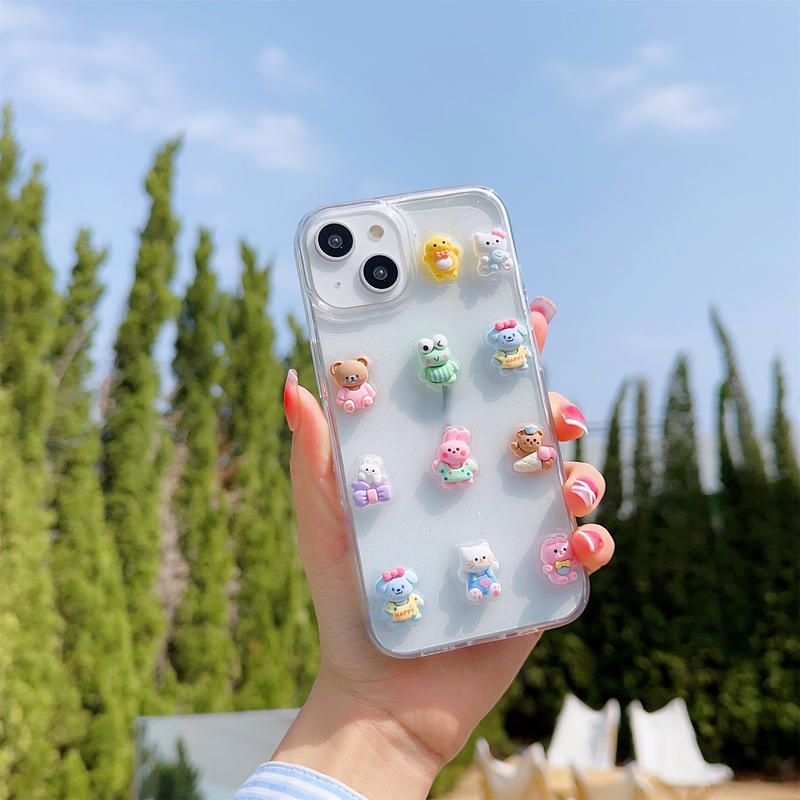 Ốp Điện Thoại Hình Thỏ / Gấu 3D Dễ Thương Cho iPhone 14 13 12 11 Pro MAX Plus X XS MAX XR 7 8 Plus SE 2022 2020