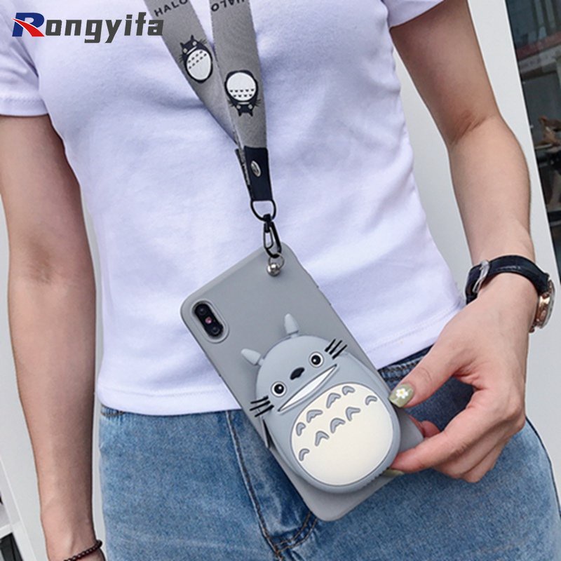 Ốp Điện Thoại Có Ví Đựng Tiền Xu Hình Hoạt Hình 3D Kèm Dây Đeo Cho Vivo Y17 Y15 Y13 Y12 Y11 V7 Plus V5 V5S