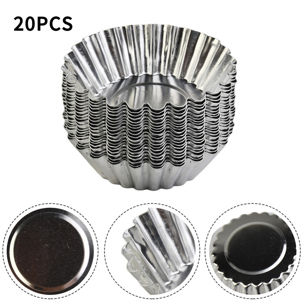 Bộ 20 Khuôn Làm Bánh Tart Trứng Bằng Hợp Kim Nhôm Chống Dính