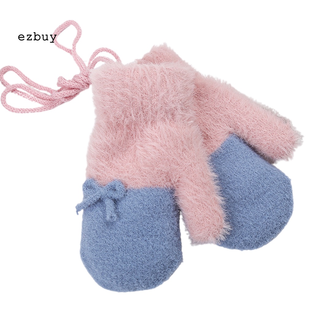 1 Đôi Găng Tay Dệt Kim Dày Giữ Ấm Mùa Đông Màu Sắc Thời Trang Cho Bé