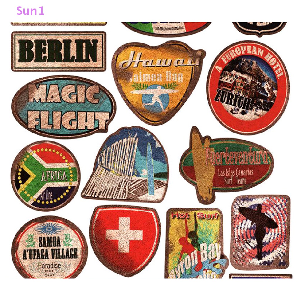 Set 36 Sticker Chống Thấm Nước Phong Cách Retro Dùng Để Trang Trí Ván Trượt