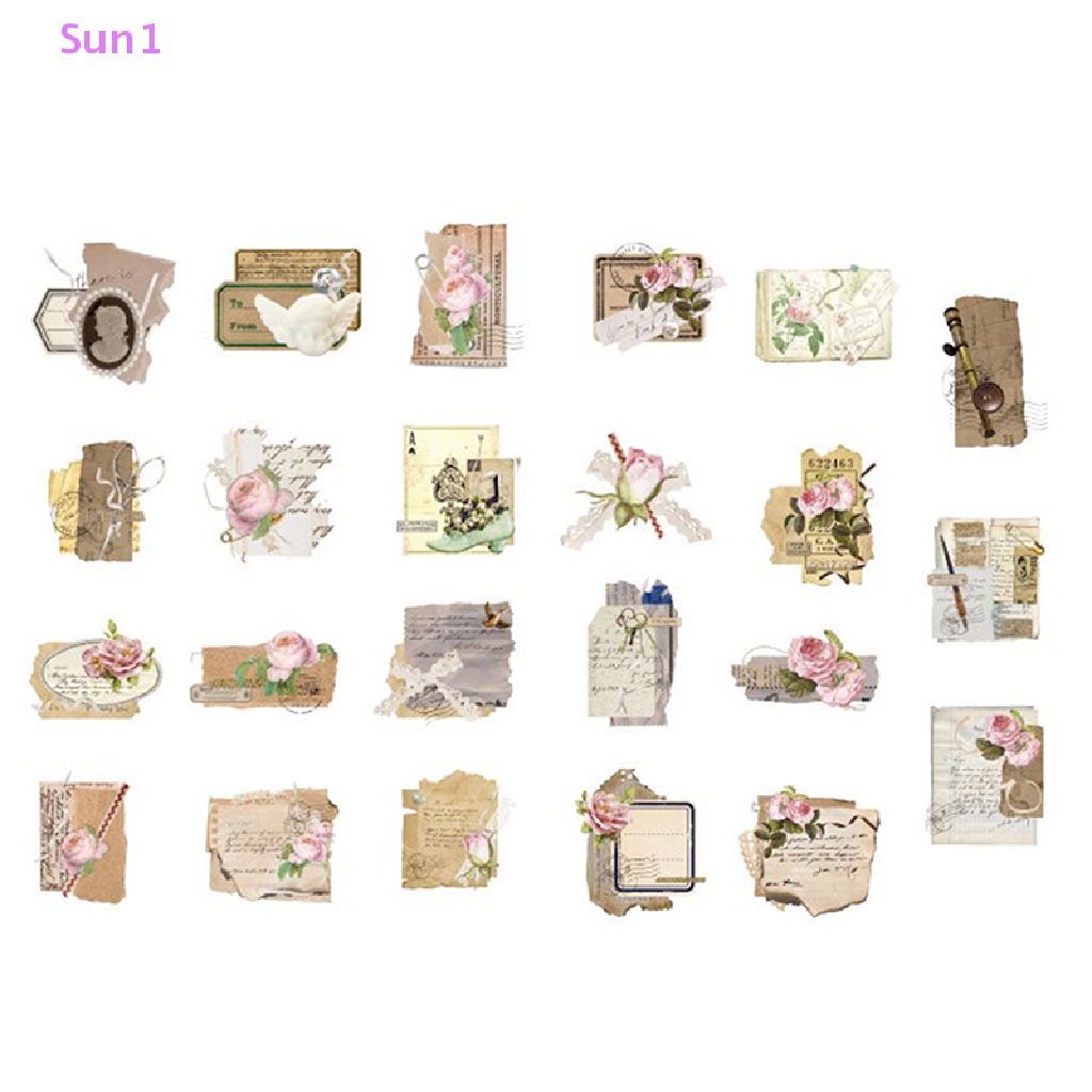 Bộ 46 Miếng Dán Hoa Hồng Bằng Giấy Phong Cách Retro Trang Trí Sổ Tay / Nhật Ký Diy Sun1 &gt;