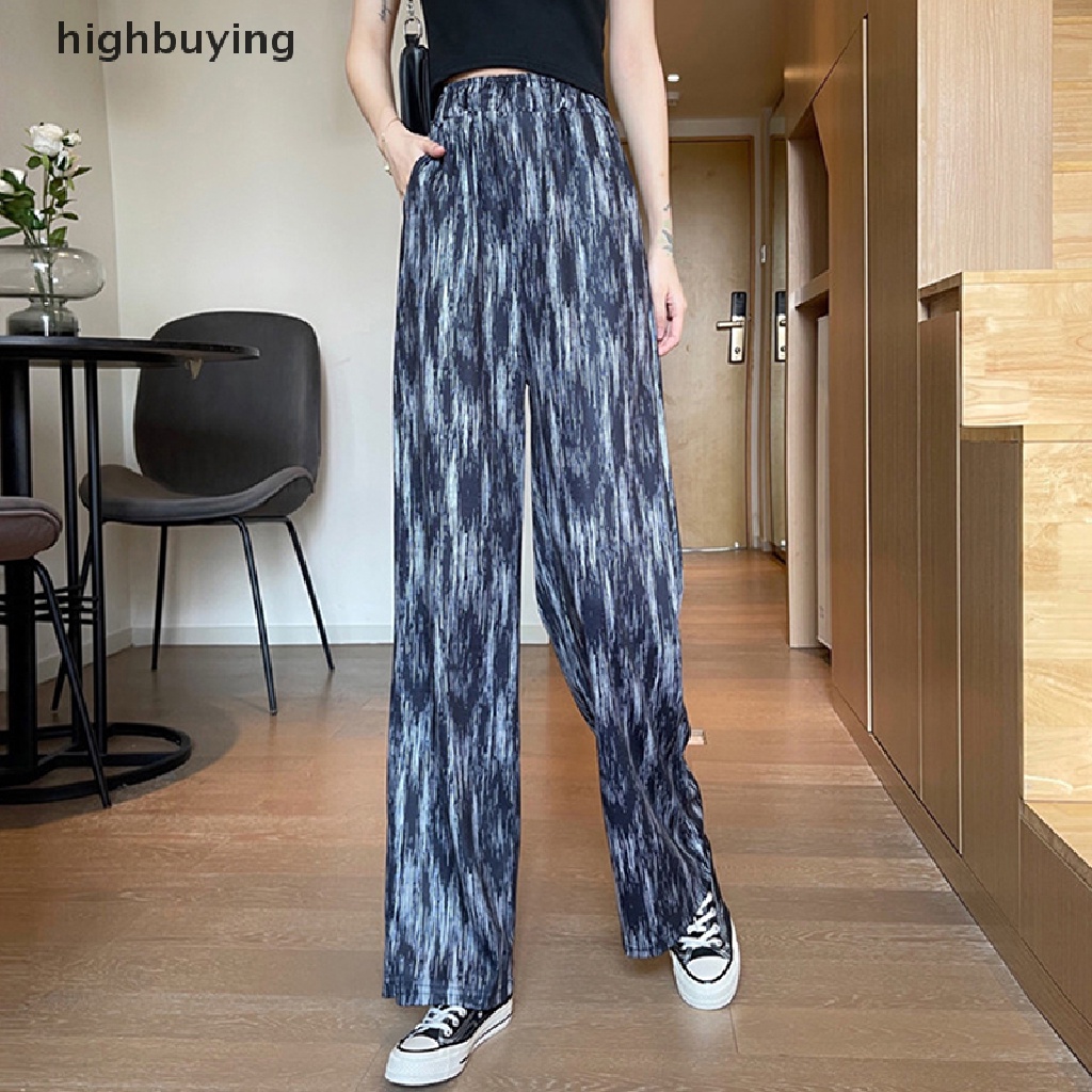 Quần ống rộng Lưng Cao Nhuộm Màu Độc Đáo Thời Trang Mùa Hè Cho Nữ