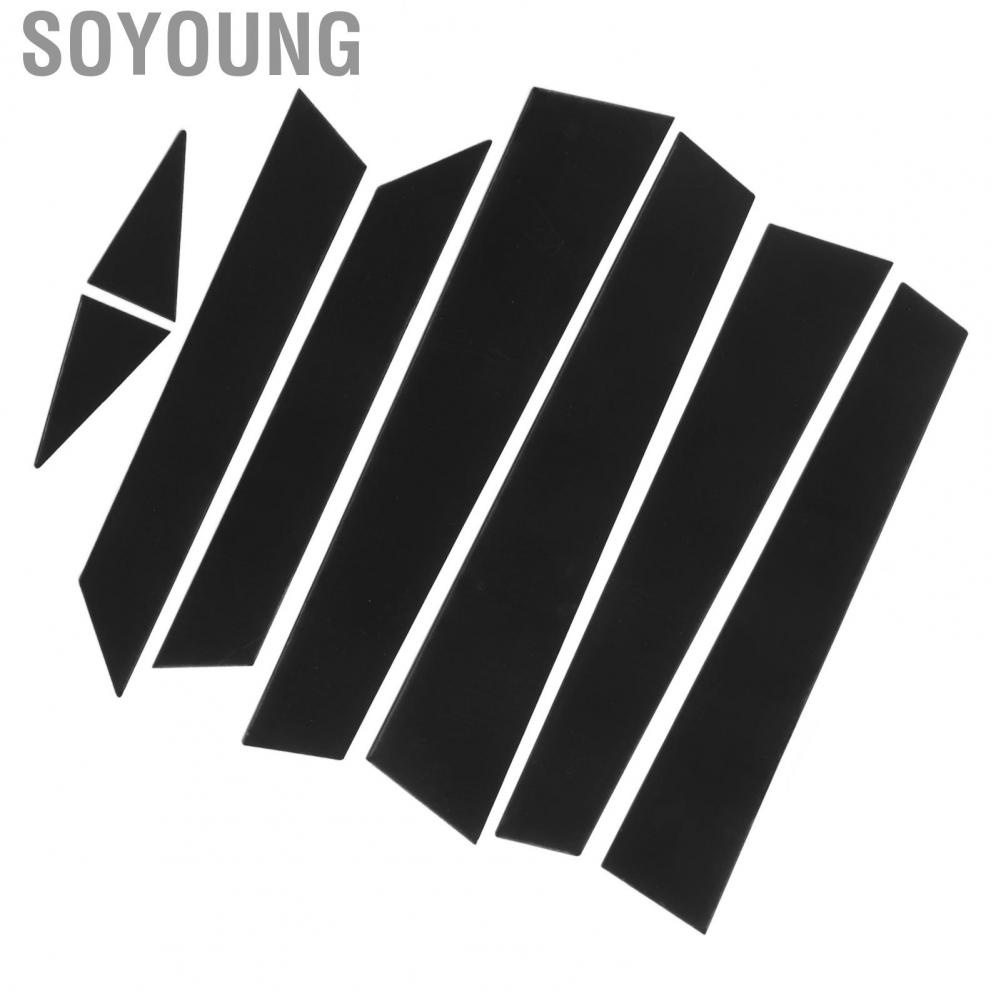 Soyoung Window Pillar Posts Trim  Easy To Install 8PCS Bright Black Wear Resistant for A3
