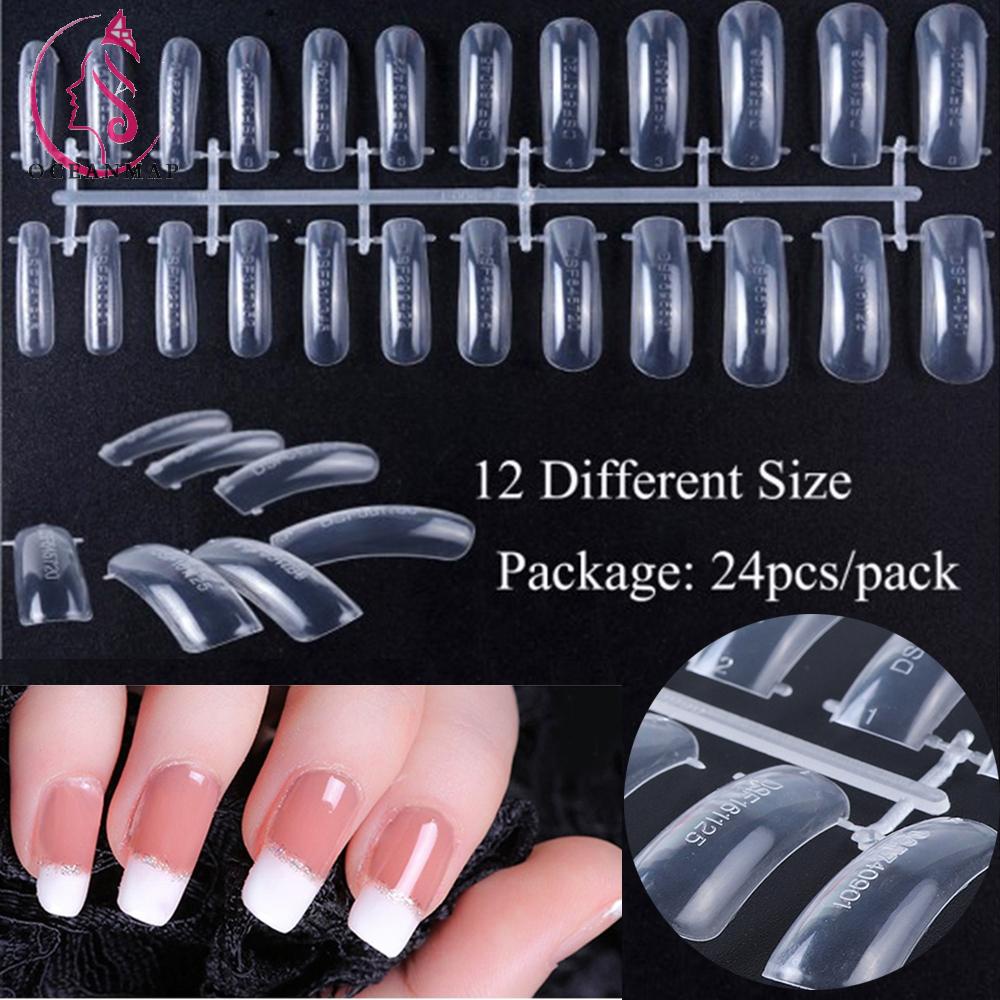 Bộ 24 khuôn móng tay giả trong suốt chuyên nghiệp