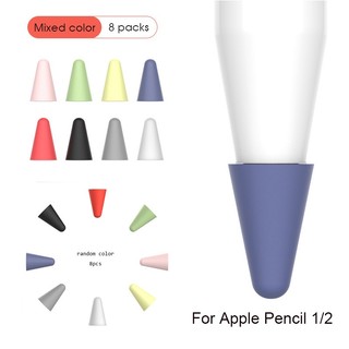 Bộ 8 Nắp Đậy Đầu Bút Cảm Ứng Apple Pencil 2 / 1 Bằng Silicon Màu Sắc Ngọt Ngào Tiện Dụng
