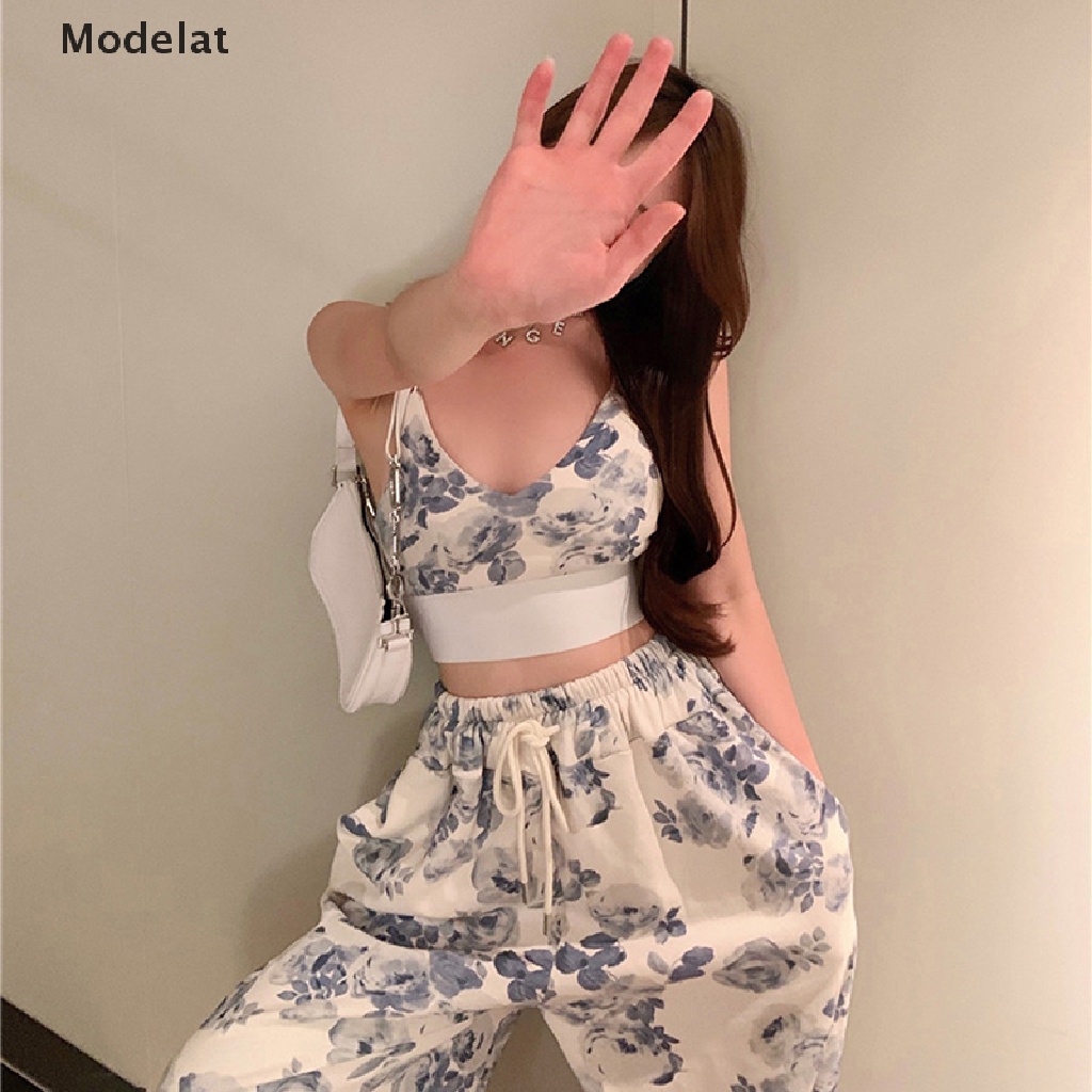 Mfc Set Áo Hai Dây + Quần Dài Ống Rộng Phong Cách Quyến Rũ Y2k WTD