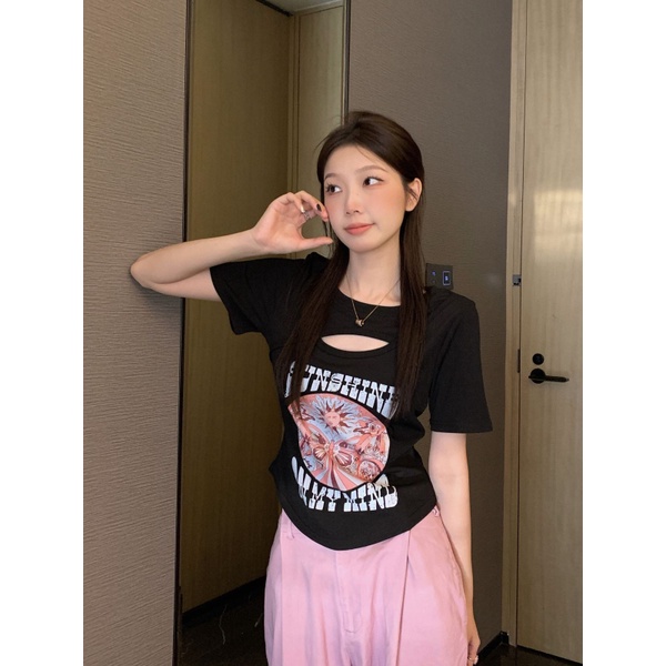 Áo thun NZN tay ngắn cổ thuyền màu trơn quyến rũ phong cách Hàn Quốc thời trang cho nữ