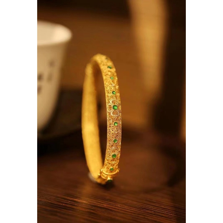 Vòng Tay Mạ Vàng 18K / Bạc s925 Thiết Kế Rỗng Phong Cách Mới Cho Nữ