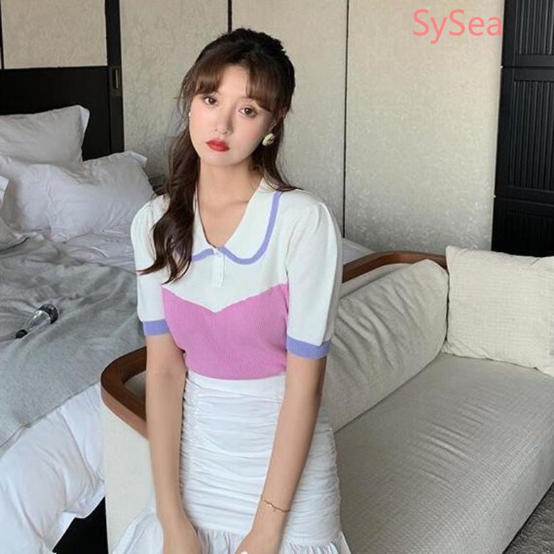 Áo Dệt Kim Lưng Cao Thời Trang Mùa Hè Hàn Quốc Cho Nữ