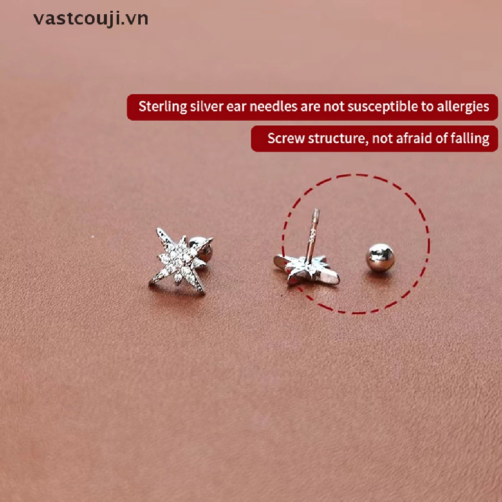 1 Đôi Bông Tai Đính Đá Zircon Thời Trang Cho Nữ