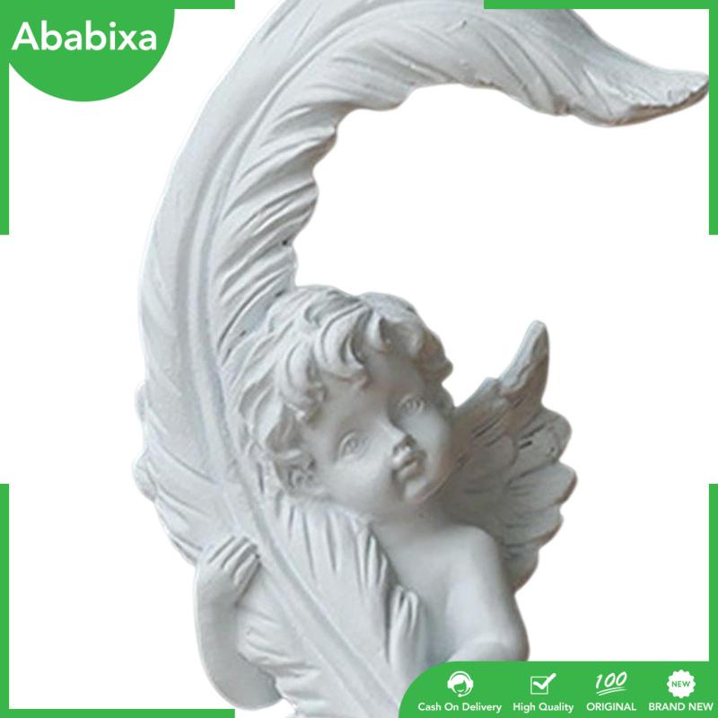 [Ababixa] Đồ trang trí Tượng Thần Cherub Điêu Khắc Góc Nghệ Thuật Có Lá Tưởng Niệm Để Bàn Trang Trí Nhà Cửa / Tiệc Cưới