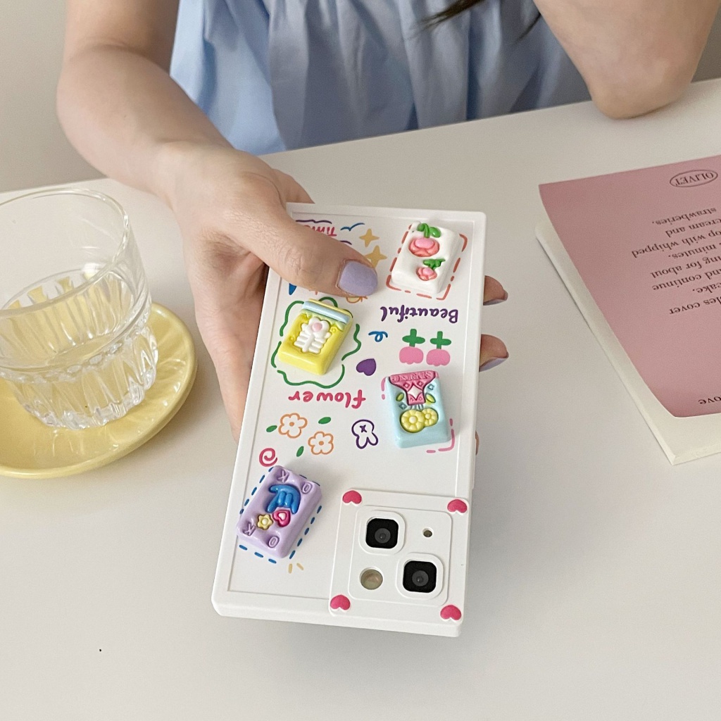 Ốp Điện Thoại Dẻo Hình Vuông / Bông Hoa Xinh Xắn Cho Iphone14pro Max Apple 13 Phone Case 11 / 12