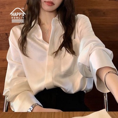 Áo Sơ Mi Satin phong cách Áo sơ mi hàn quốc nữ