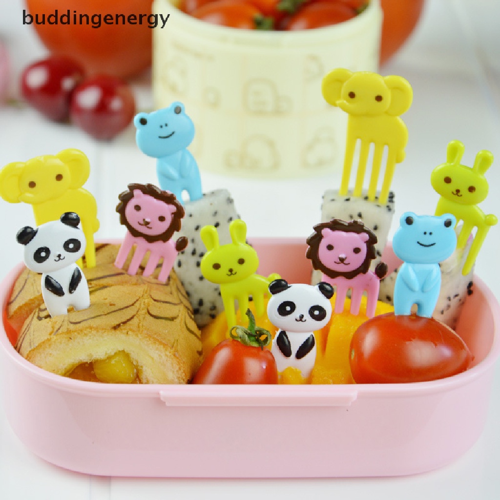 {BUDDI} Set 10 Nĩa Ăn Trái Cây Hình Động Vật Hoạt Hình Mini Dễ Thương {BUDDI {buddingenergy}