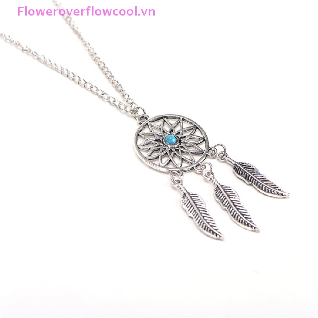 Bộ Vòng cổ + Bông Tai Hình Dreamcatcher + Lông Vũ Phong Cách Bohemian