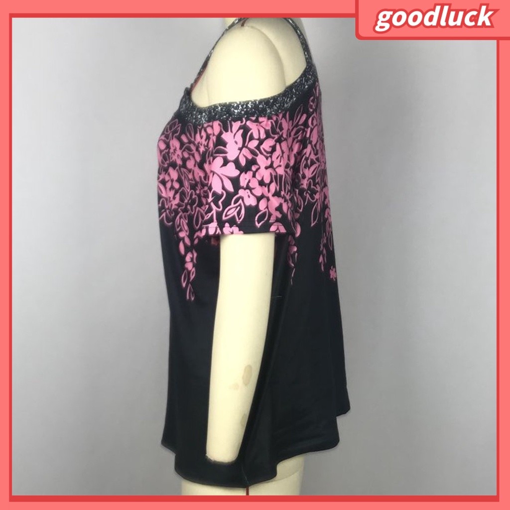 Áo Thun Mùa Hè Khoét Vai In Họa Tiết Hoa Phong Cách Đường Phố Cho Nữ