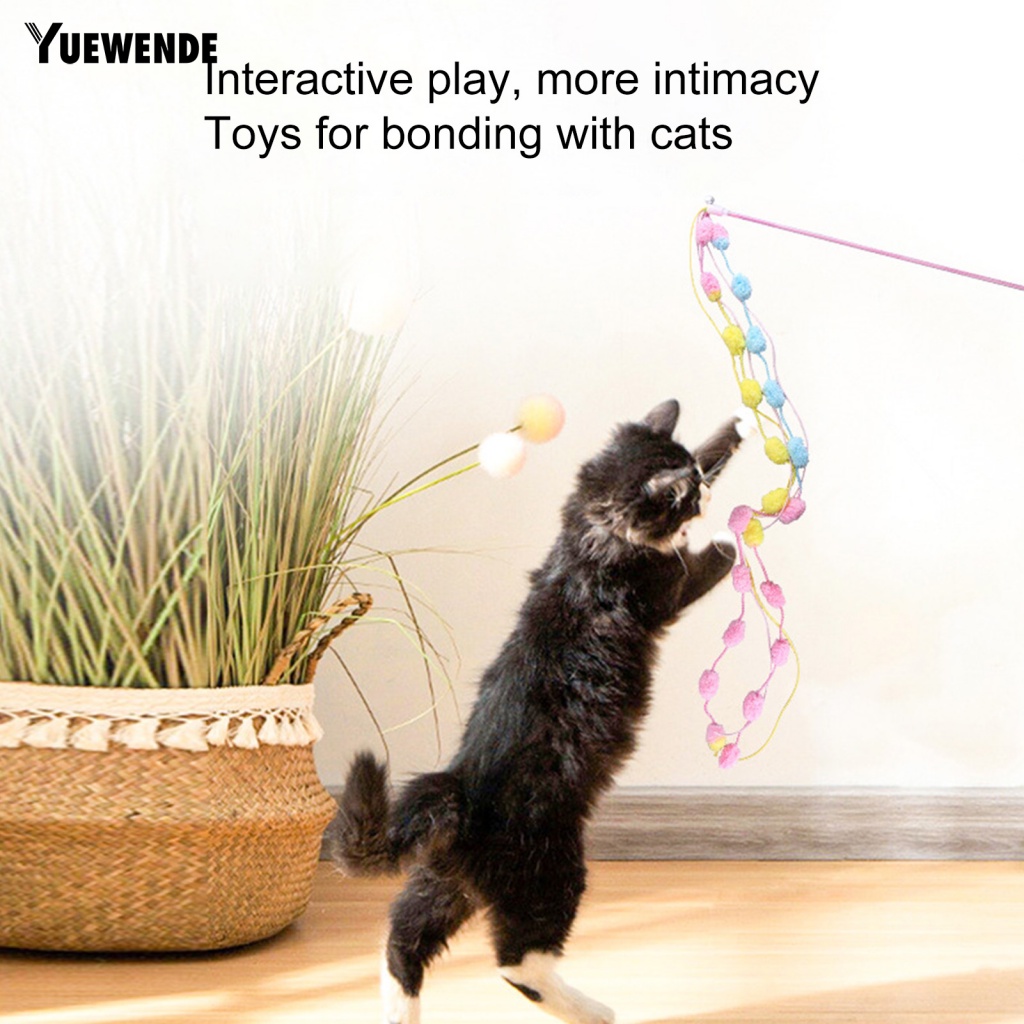 Gậy Trêu Mèo Chống Cắn Đính Bóng Lông Màu Sắc Tương Tác