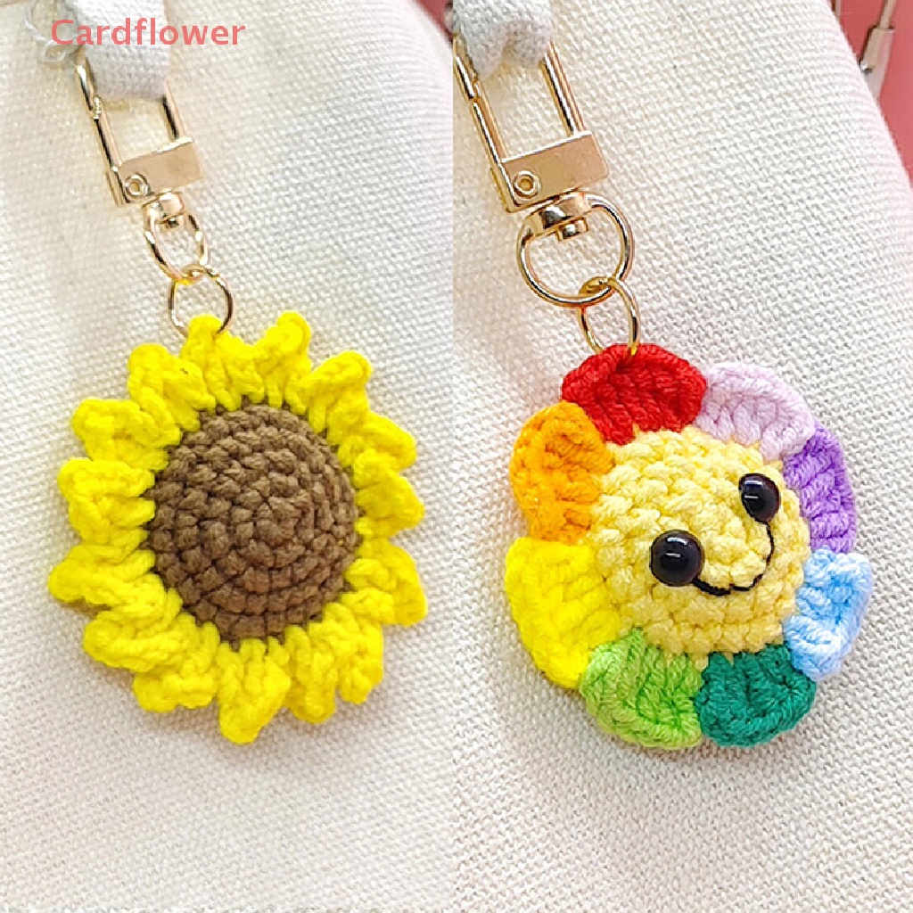 Móc Chìa Khóa Xe Hơi / Túi Xách Bằng Len Đan Hình Hoa Hướng Dương < Cardflower > Mới Cho Nam Và Nữ