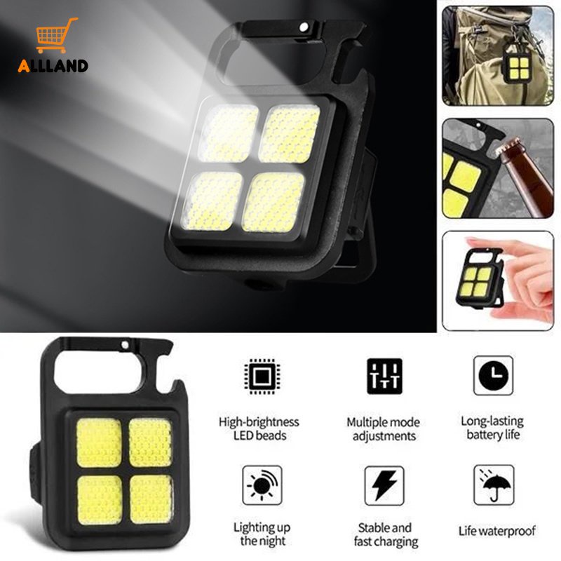 Móc Khóa Đèn Pin COB Mini Đa Năng 3 Chế Độ Sáng Tùy Chỉnh Kèm Sạc USB Tiện Dụng