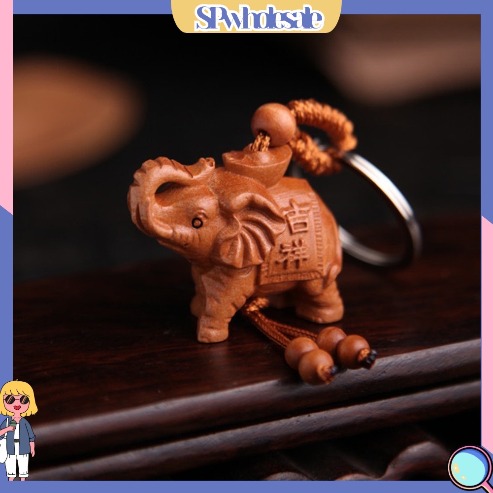 <SPwholesale> Móc Khóa Hình Voi Bằng Gỗ Dễ Thương