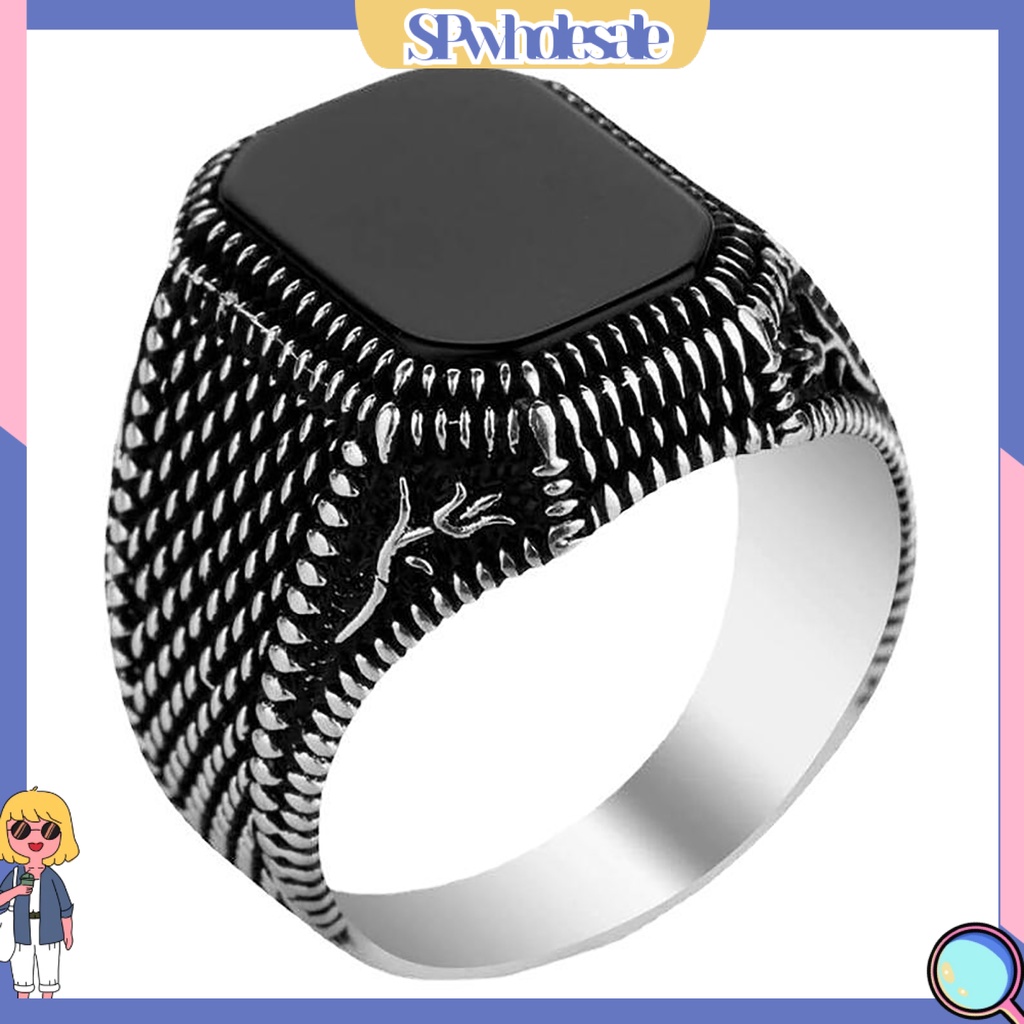 <SPwholesale> Nhẫn Đính Đá Quý Đen Bằng Hợp Kim Sang Trọng Thoải Mái Hợp Thời Trang