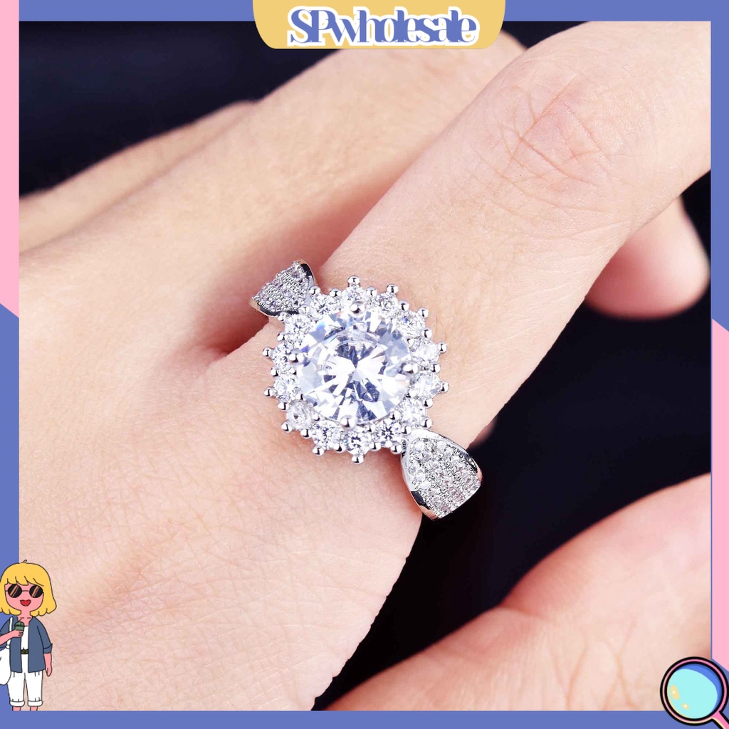 &lt;SPwholesale&gt; Nhẫn Đính Hôn Bằng Đồng Sáng Bóng Tinh Tế Cho Nữ