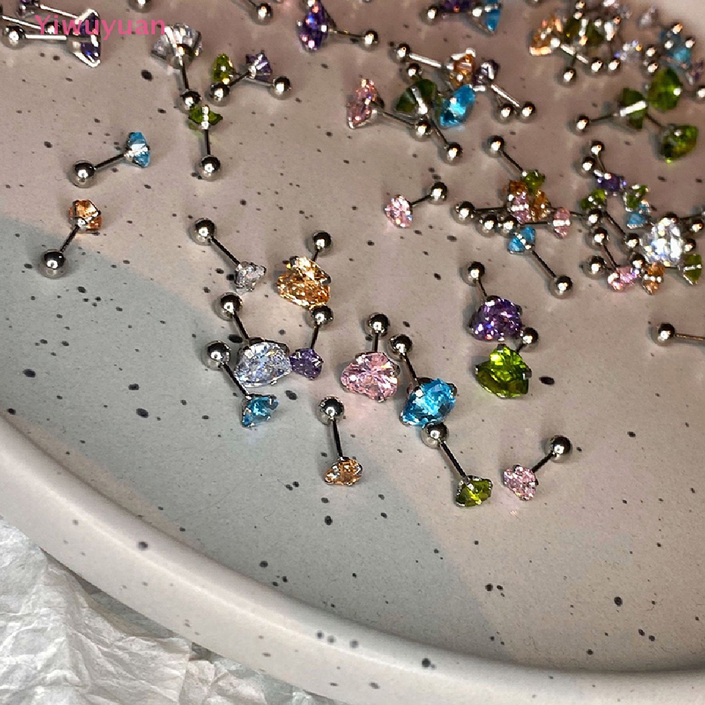 1 Khuyên Tai Trái Tim Đính Đá Zircon 5 / 8mm Thời Trang Mới