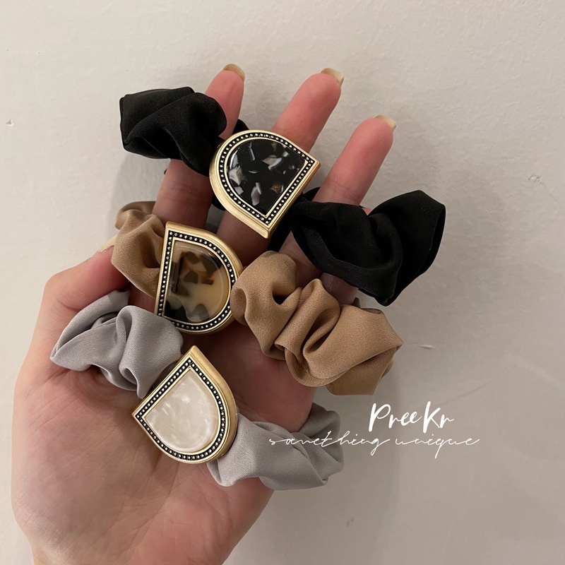 Dây Buộc Tóc Cao Su Họa Tiết Đá Hoa Cương Phong Cách Hàn Quốc