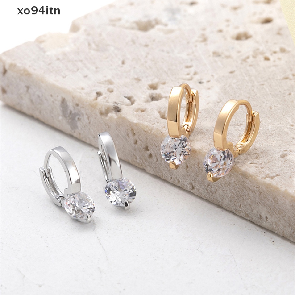 1 Đôi Khuyên Tai Tròn Đính Đá Thời Trang