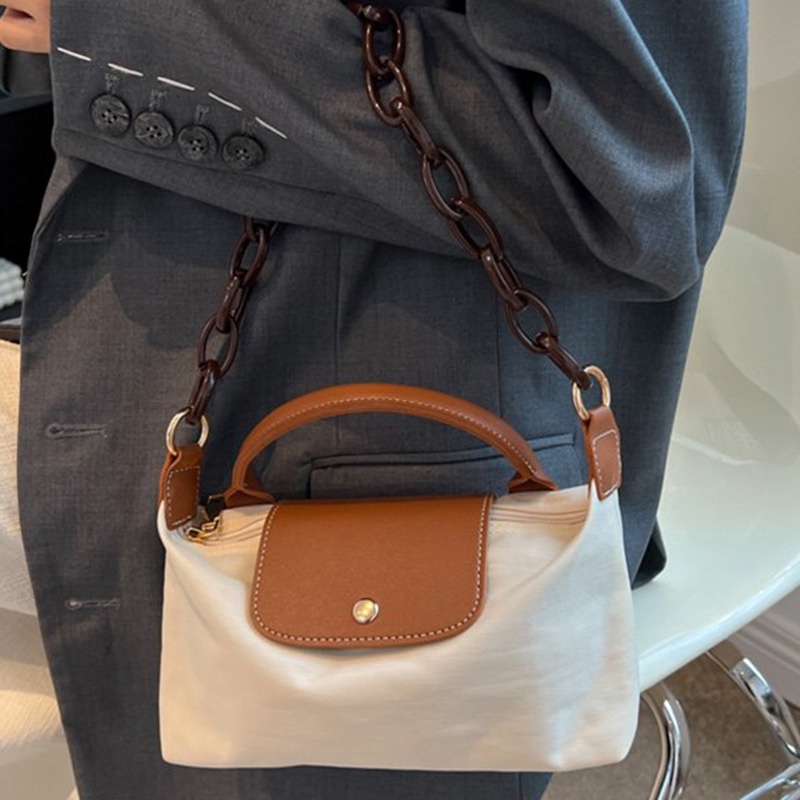 Túi Đeo Vai Bằng nylon Màu Sắc Tương Phản Phong Cách Pháp Cổ Điển Thời Trang Cho Nữ