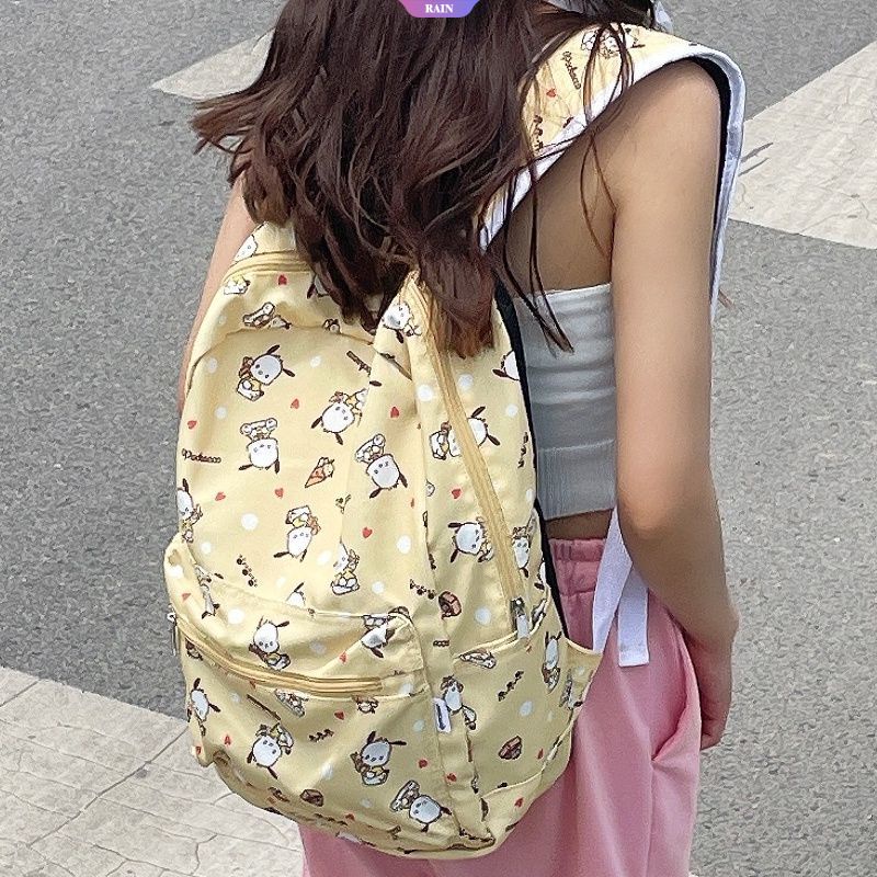SANRIO Ba Lô Canvas Họa Tiết Hoạt Hình Pochacco Phong Cách Nhật Bản Sức Chứa Lớn Đựng Laptop Đi Học / Du Lịch Cho Nữ Y2k [RAIN]