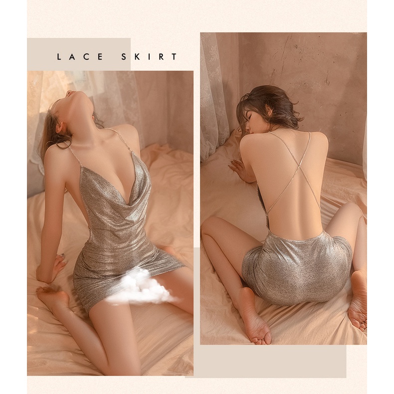 Đầm ngủ dây sexy quyến rũ, bộ đồ ngủ ren gợi cảm, đầm tiệc bling bling 1758