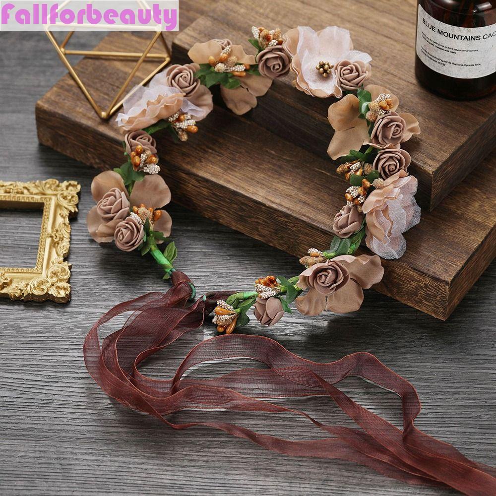 Vòng Hoa Giả Thắt Nơ Đeo Đầu Cho Cô Dâu