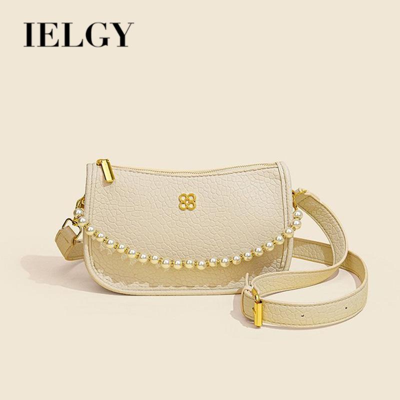 Ielgy Túi Đeo Vai Đính Ngọc Trai Đơn Giản Chất Lượng Cao Phong Cách retro Cho Nữ