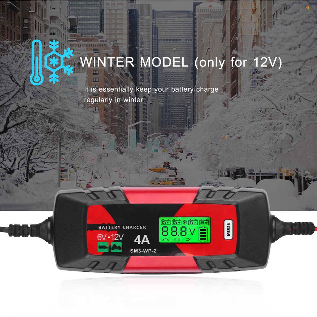 Thiết Bị Sạc Pin Tự Động Thông Minh 6V / 12V 4Amp Màn Hình LCD Cho Xe Hơi / Tàu Thuyền