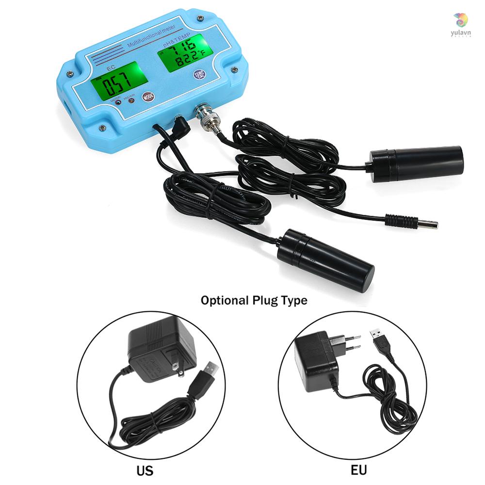 Máy Đo Nhiệt Độ Nước 3 Trong 1 pH / EC / TEMP Đa Năng Có Màn Hình LCD