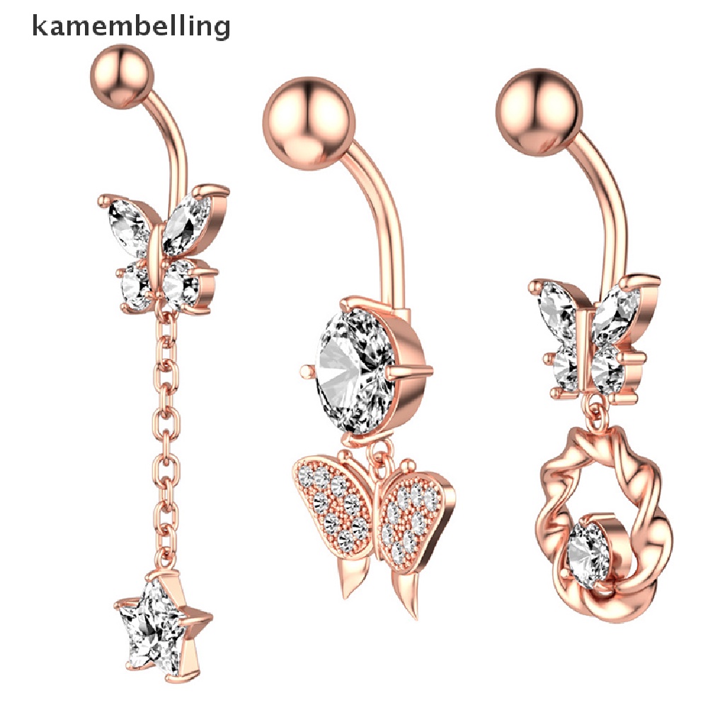 Khuyên Rốn Hình Bướm Đính Đá Bằng Thép Không Gỉ