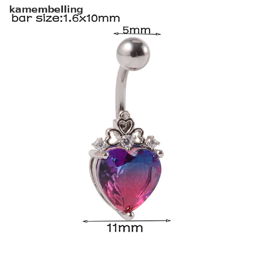 Kamembelling 1 Khuyên Rốn Thép Phẫu Thuật Đính Đá Zircon Hình Trái Tim