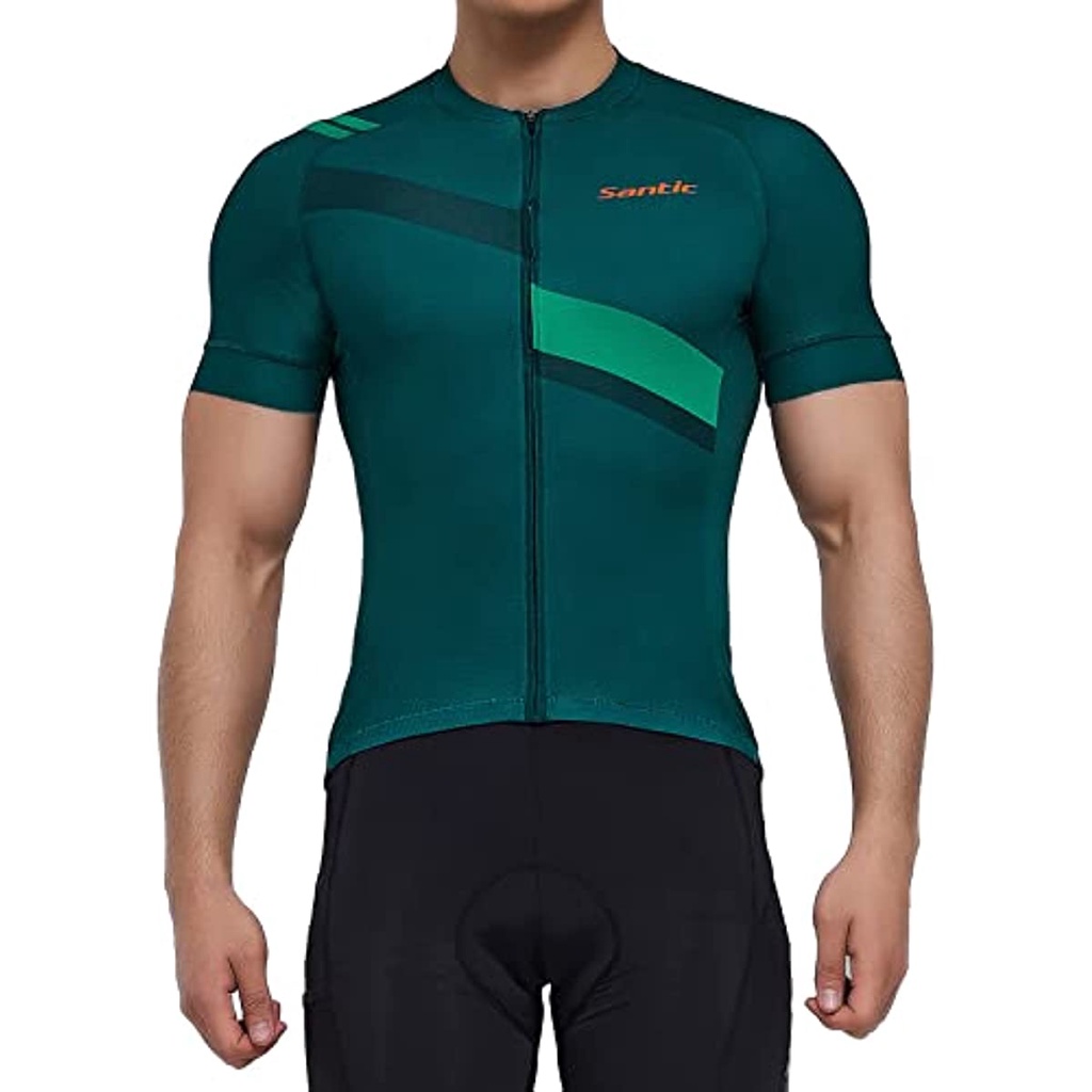 Santic Áo Tay Ngắn Có Túi Và Khóa Kéo Chuyên Nghiệp Cho Nam 50 + MTB