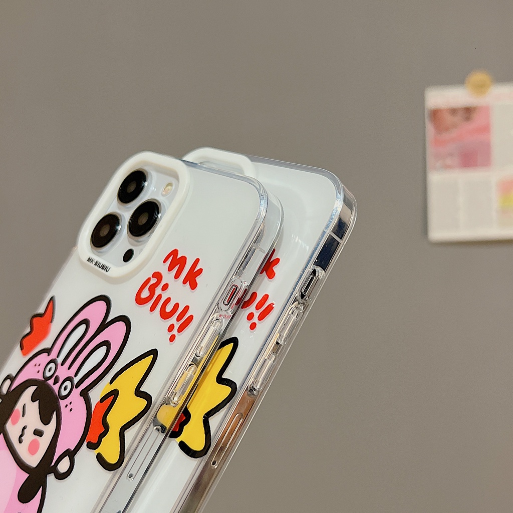 Ốp Điện Thoại TPU Dẻo Trong Suốt Họa Tiết Cô Gái &amp; Chú Thỏ Dễ Thương Cho iphone 14 13 11 12 Pro Max
