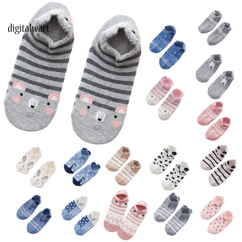 Kỹ Thuật Số| 1 Đôi Vớ Cotton Cổ Thấp Họa Tiết Hoạt Hình Động Vật Dễ Thương Chống Dị Ứng / Chống Lạnh / Trượt Tiện Dụng Cho Nữ