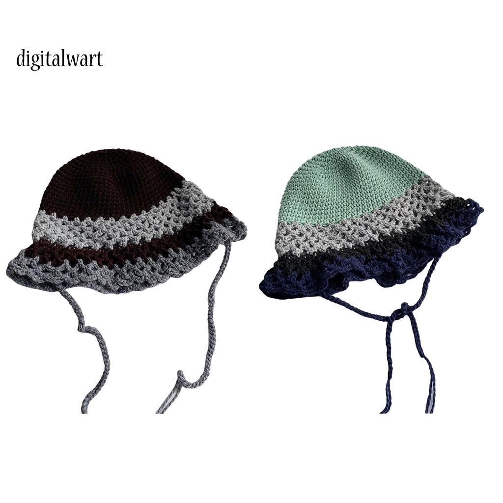 Kỹ Thuật Số| Mũ Bucket Dệt Kim Vành Tròn Màu Sắc Thời Trang Cho Nữ