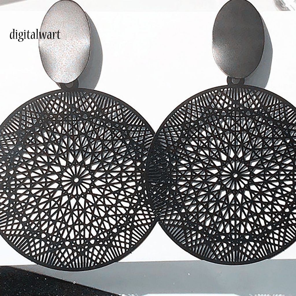 Kỹ Thuật Số| 1 Đôi Bông Tai Hợp Kim Tròn Rỗng Họa Tiết Thời Trang Dành Cho Nữ