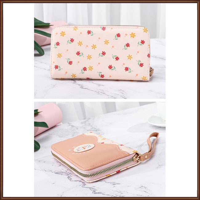 Ví Dài Đựng Điện Thoại Nhiều Ngăn Phối Màu Tương Phản Đơn Giản Cho Nữ