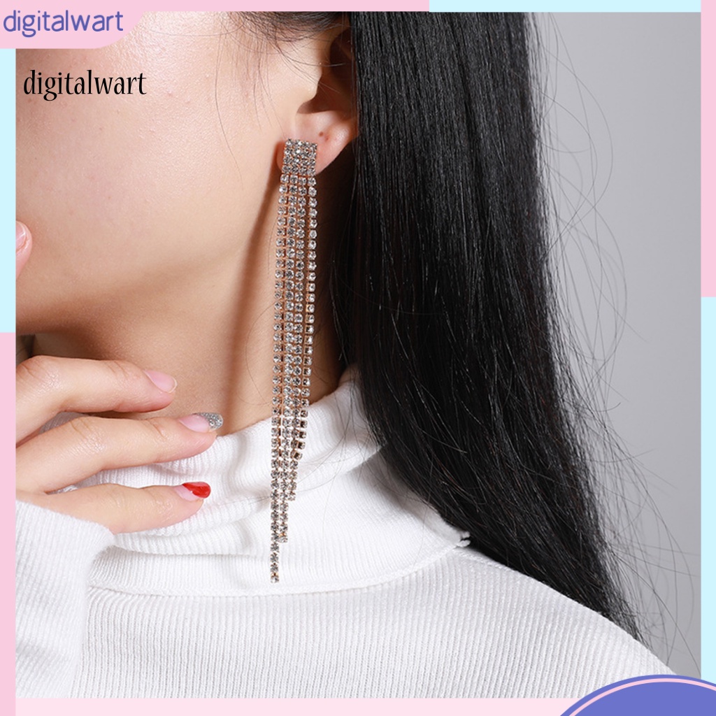 Kỹ Thuật Số| 1 Đôi Bông Tai Tua Rua Đính Đá Lấp Lánh Phong Cách Hàn Quốc Dành Cho Nữ