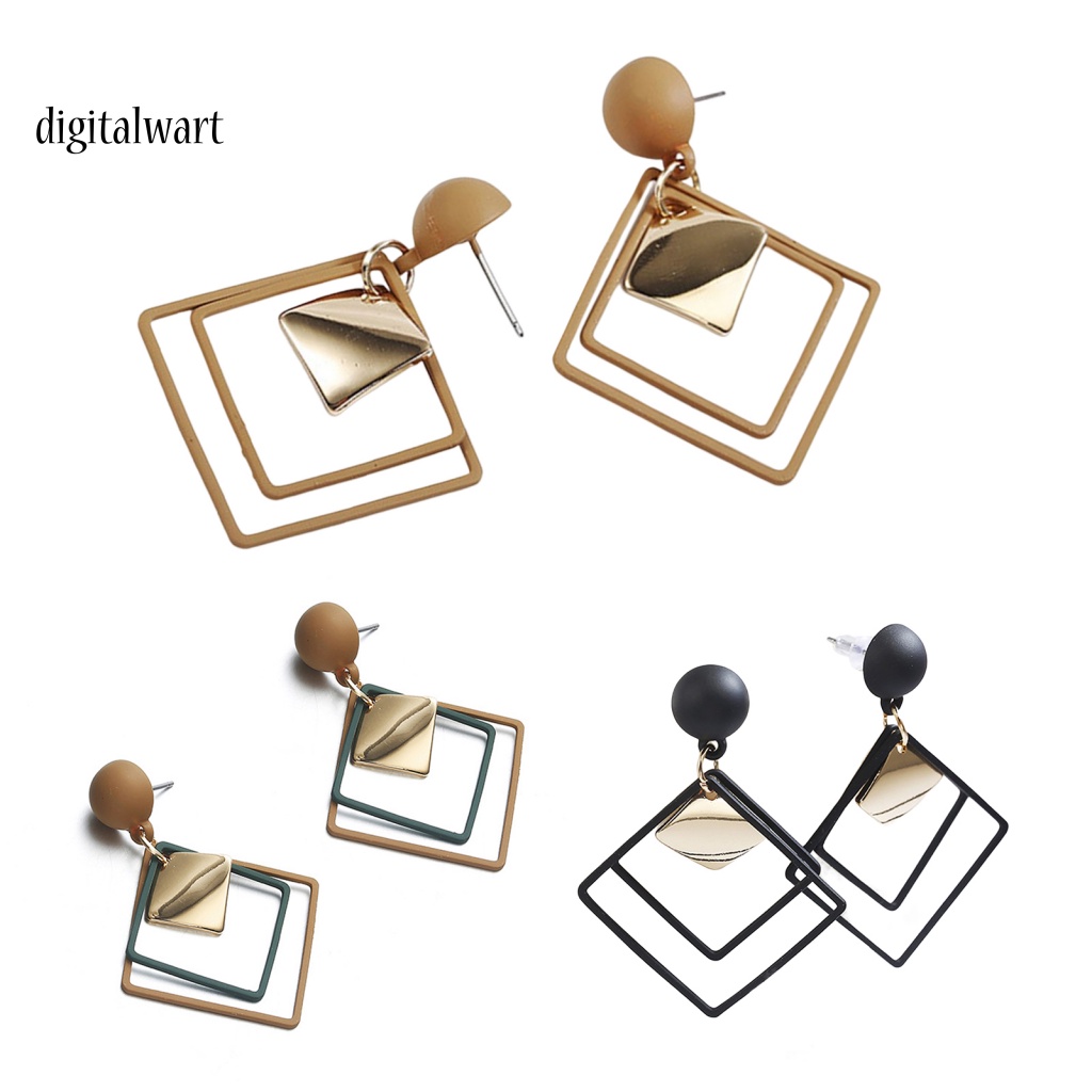 Kỹ Thuật Số| 1 Đôi Bông Tai Hình Thoi Đôi Kiểu Tối Giản Thời Trang Sành Điệu Cho Nữ