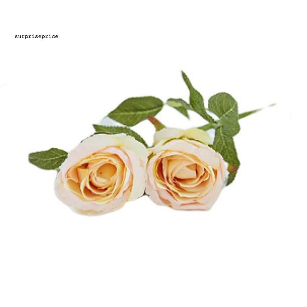 Bó Hoa Hồng Nhân Tạo 2 Đầu Không Phai Màu Trang Trí Nhà Cửa / SPA