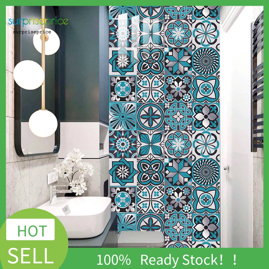 Set 16 Miếng Dán Tường Chống Nước Tự Dính Tháo Được Họa Tiết Gạch Phong Cách Bắc Âu Trang Trí Nhà Cửa DIY